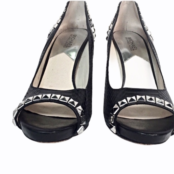 Michael Kors Black Studded Open Toe Pumps - Picture 4 of 7